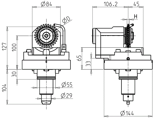 DOOSAN - BMT55 - Poháněný držák axiální pro frézování šnekových hřídelí                                                                                  
