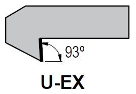 ISO značení soustrunických nožů - úhel nastavení U-EX